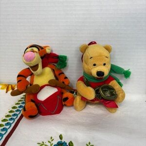 Avon Winnie the Pooh & Tigger Holiday Plush Set Christmas Tree Ornaments